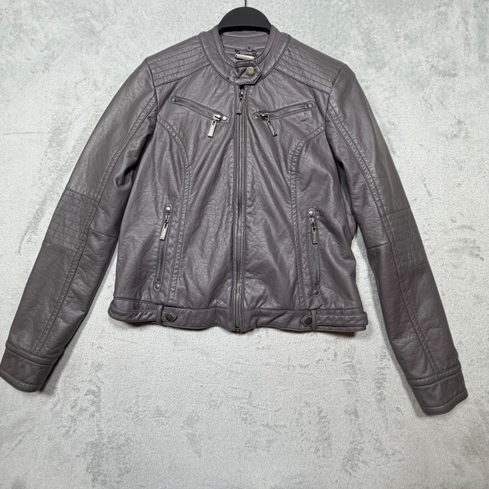 Gray Moto Jacket Edgy Streetwear Large